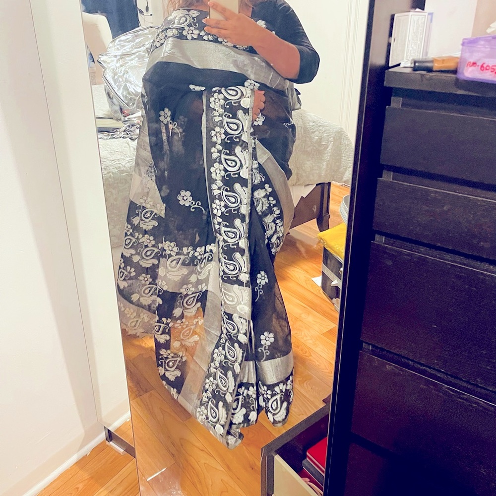 Black and White Saree